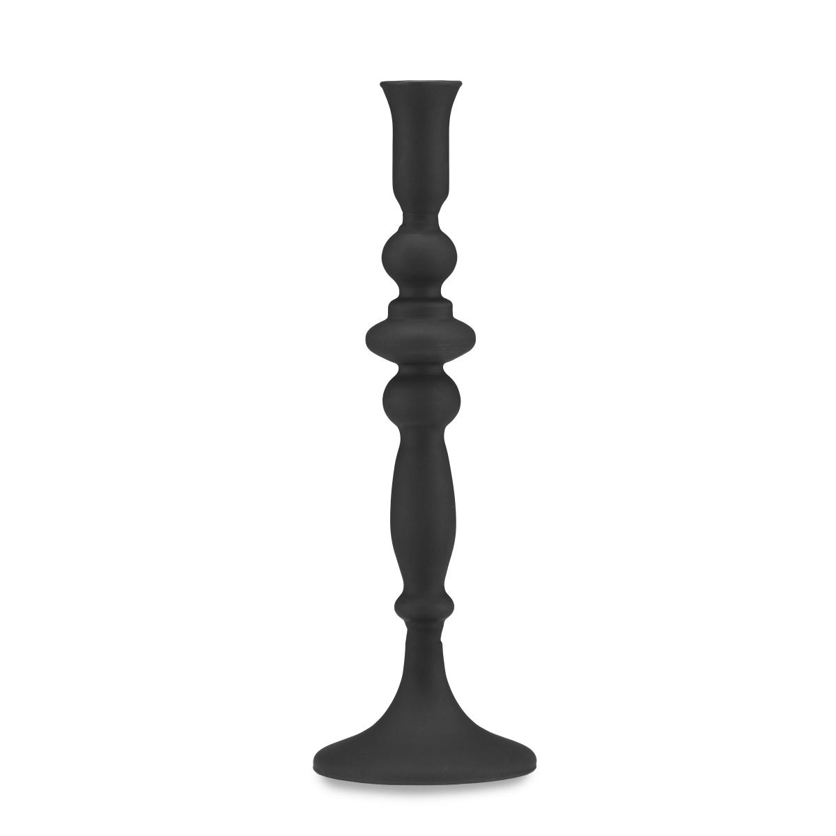 Candeliere con 1 Posto Candela Vetro Nero Opaco cm.30 |Fade