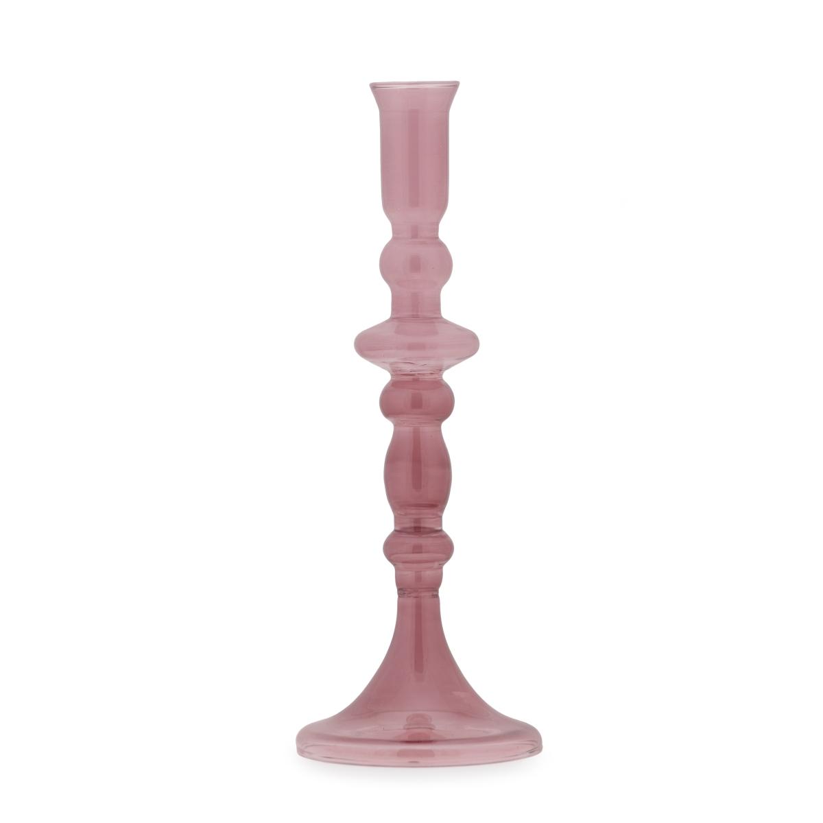 Candeliere con 1 Posto Candela Vetro Rosa cm.26 |Fade