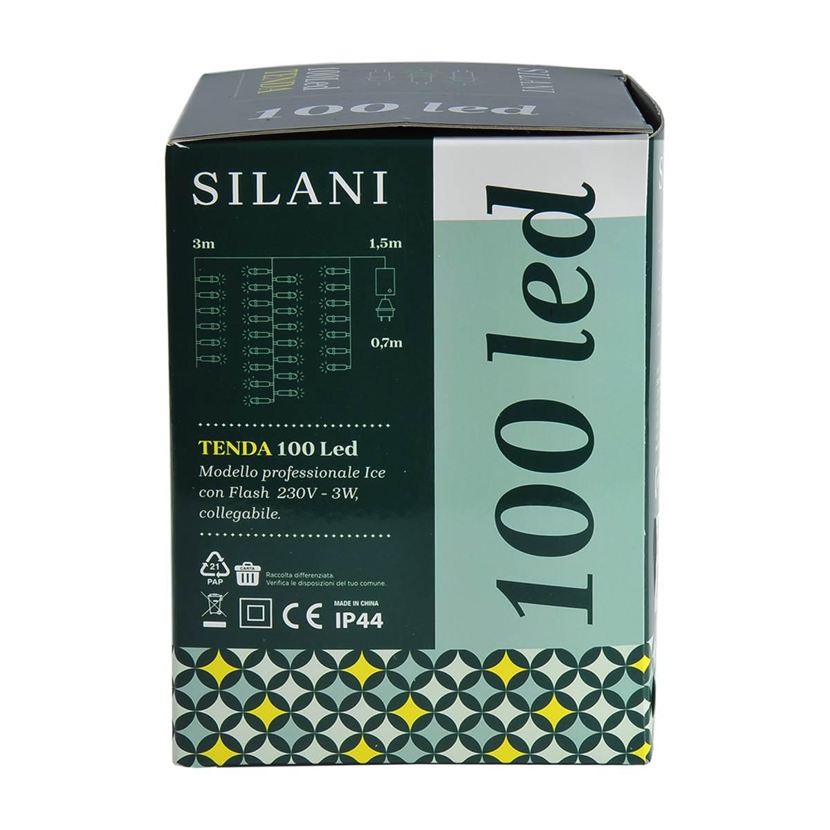 Luci Natale Tenda Esterno Professionale LED 100 Bianco Caldo Prolungabili cm.300X70 |Silani