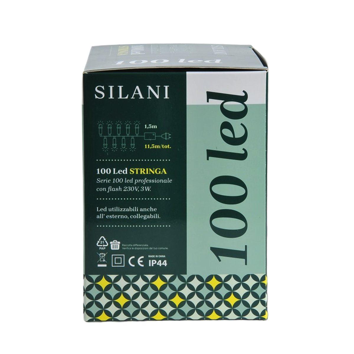 Luci Natale Esterno LED 100 Professionali Bianco Caldo/Flash Prolungabili Mt.11,5 |Silani