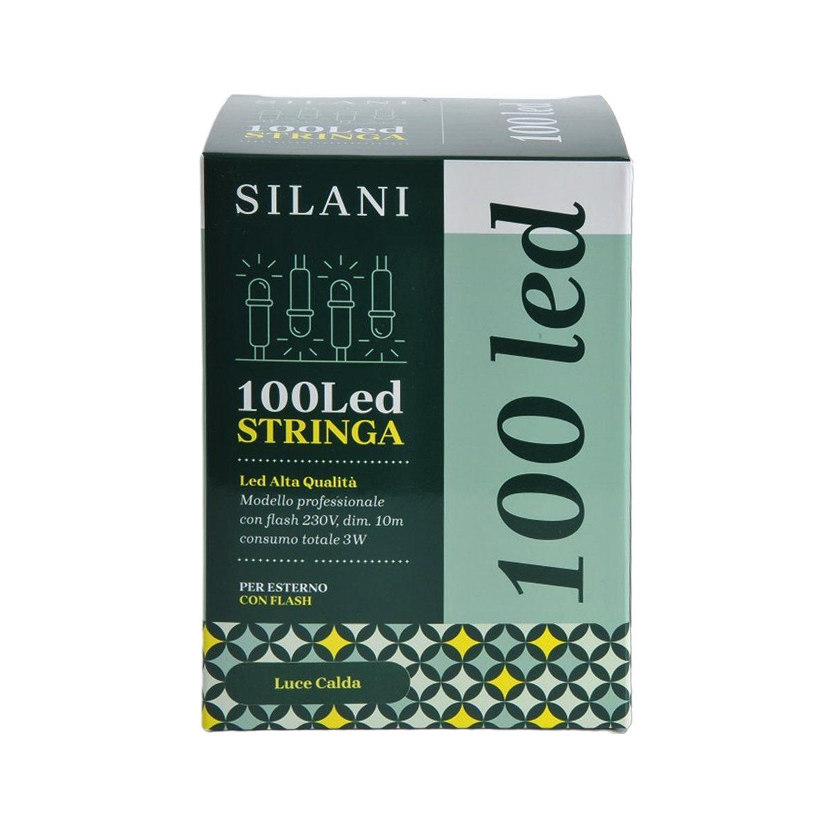 Luci Natale Esterno LED 100 Professionali Bianco Caldo/Flash Prolungabili Mt.11,5 |Silani