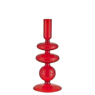 Candeliere con 1 Posto Candela Vetro Rosso Sagomato cm.8,5xh22 |Montemaggi