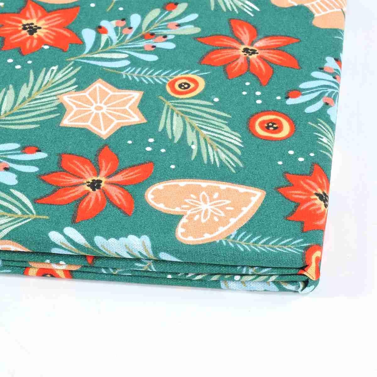 Runner Runner Natalizio cm.45x140 in Tessuto Verde con Dolcetti |Montemaggi