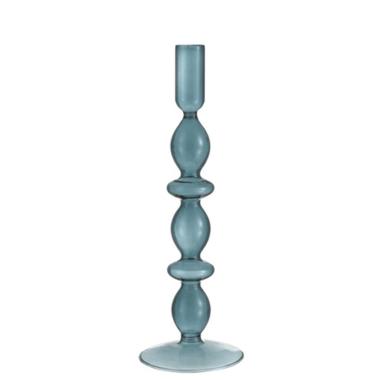 Candeliere con 1 Posto Candela Vetro Azzurro Sagomato cm.8,5xh26,2 |Montemaggi