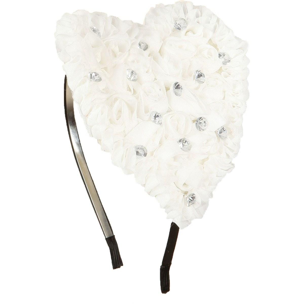 Cerchietto Cuore Con Fiori Bianchi E Strass |Orlob