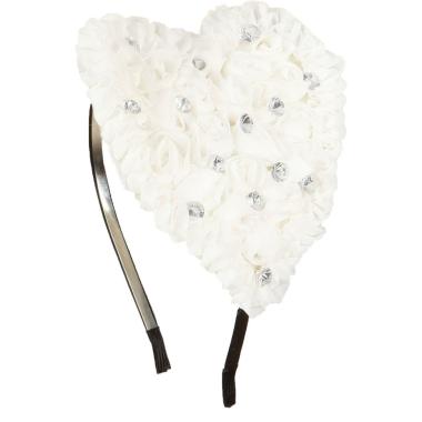 Cerchietto Cuore Con Fiori Bianchi E Strass |Orlob