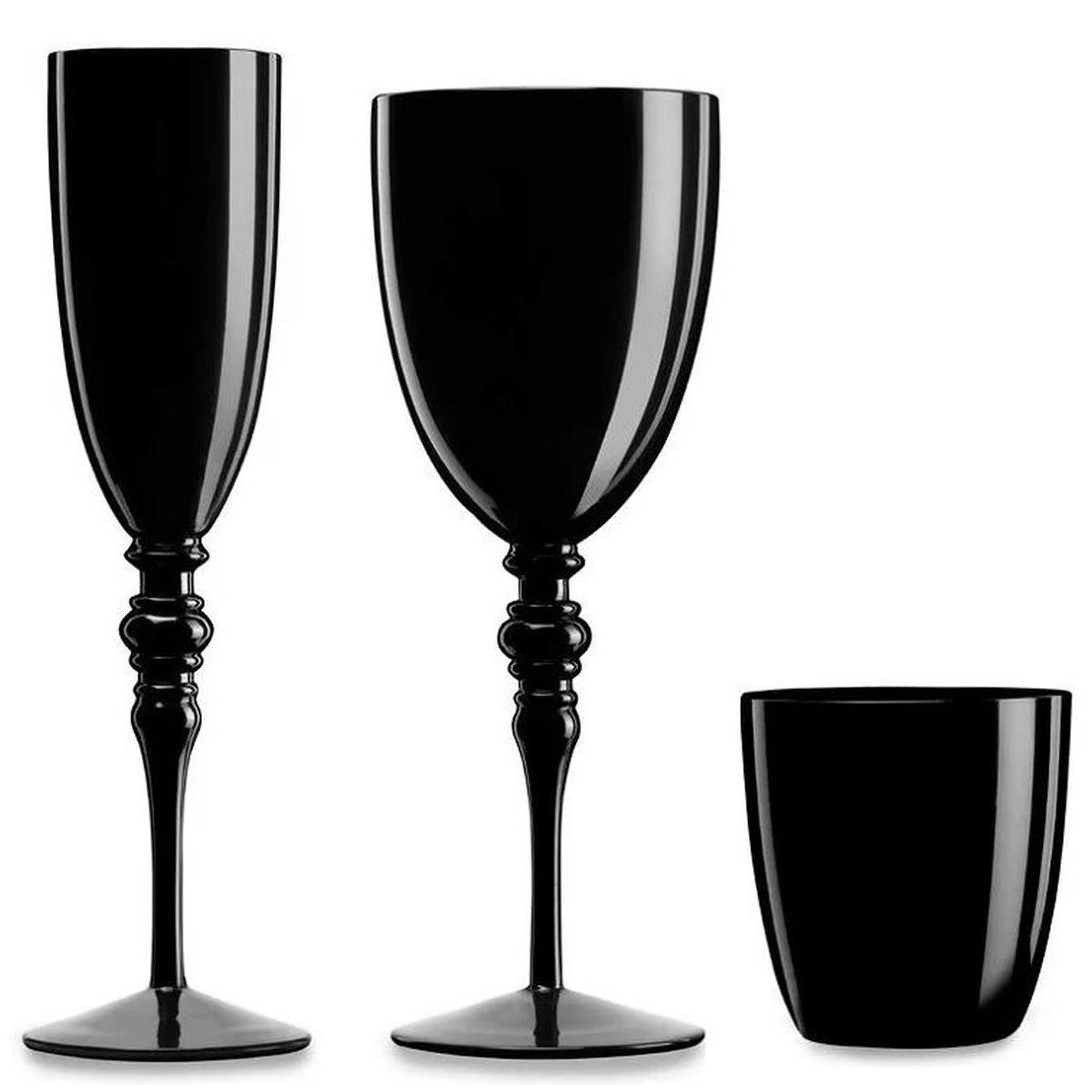 Bicchieri Vetro Set pz.6 Acqua Blake Nero ml.300 |Fade