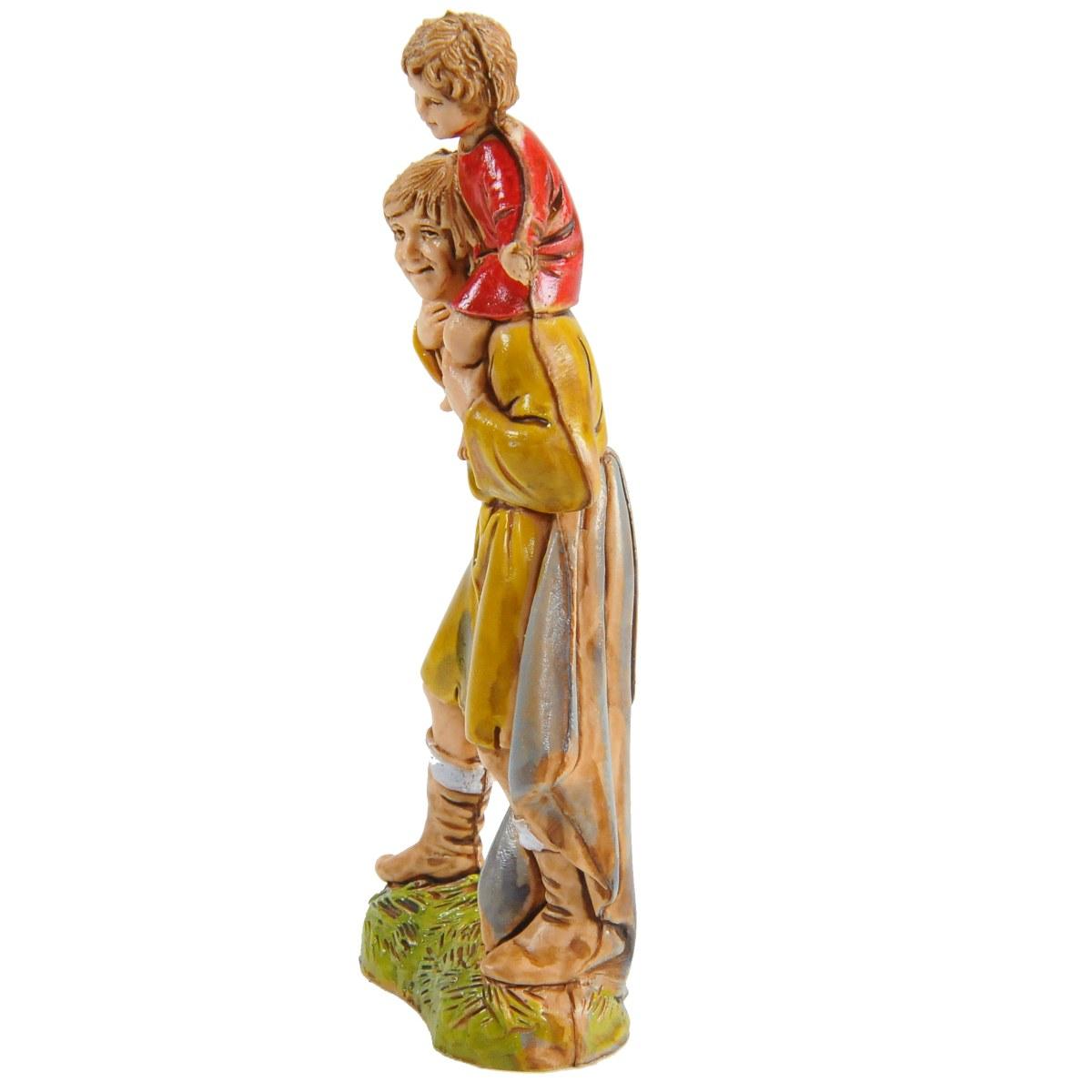 Statua cm.10 Contadino con Bambino a Tracolla | Moranduzzo