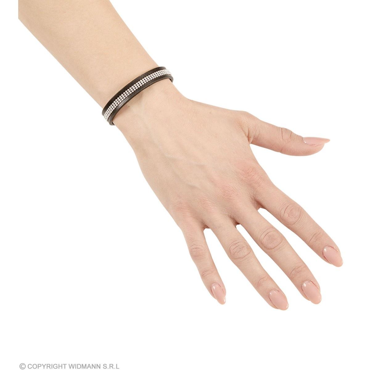 Bracciale Ecopelle Nero Con Strass |Widmann
