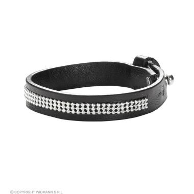 Bracciale Ecopelle Nero Con Strass |Widmann