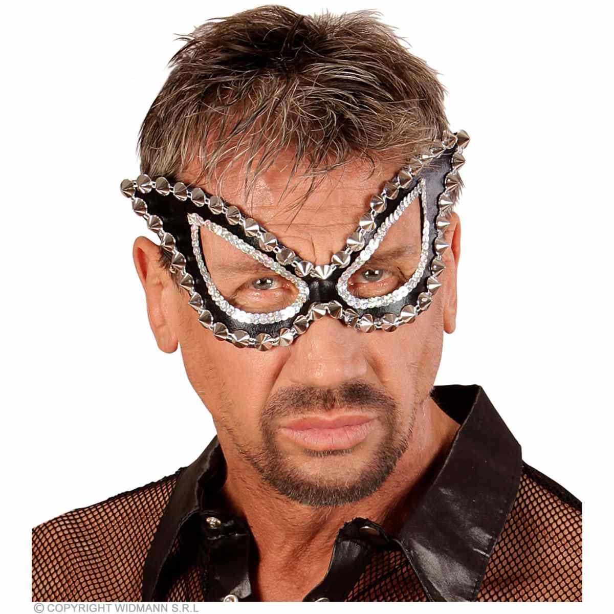 Maschera Viso Pvc Nera Con Borchie |Widmann