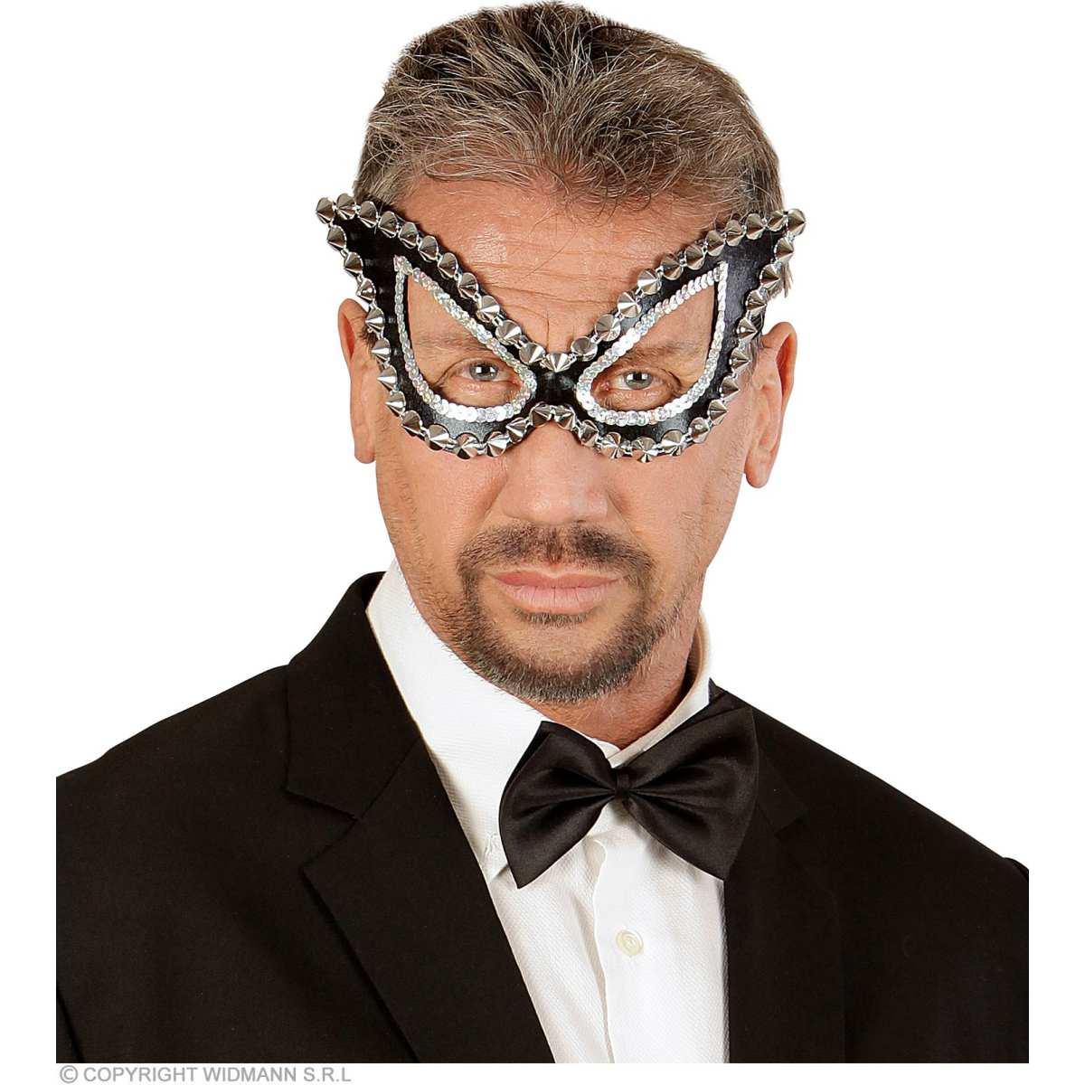 Maschera Viso Pvc Nera Con Borchie |Widmann