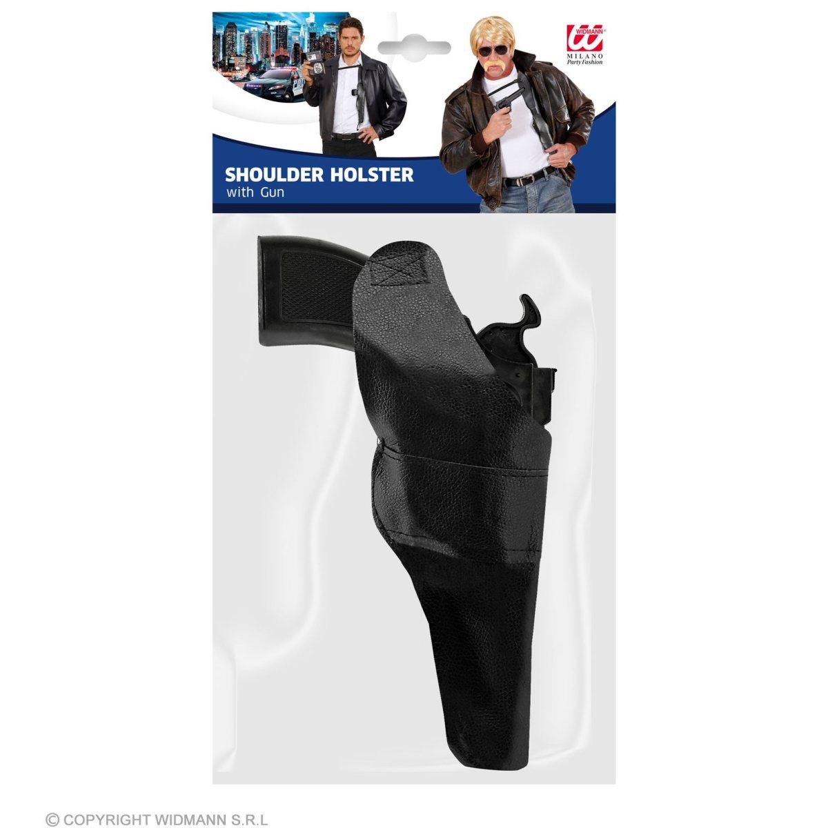 Cintura Fondina Pistola Da Spalla Pvc Nera |Widmann
