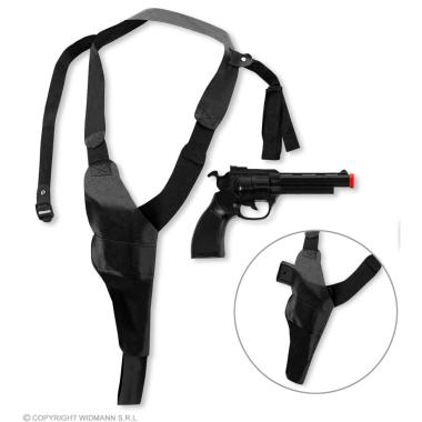 Cintura Fondina Pistola Da Spalla Pvc Nera |Widmann