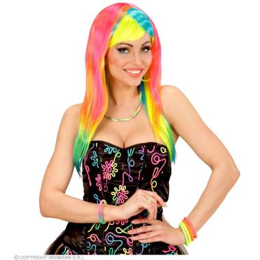 Parrucca Multicolor Liscia Con Frangia |Widmann