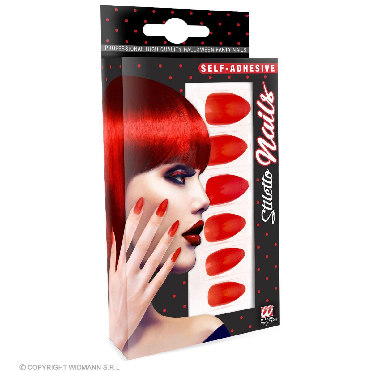 Unghie Adesive Rosse Set pz.12 |Widmann