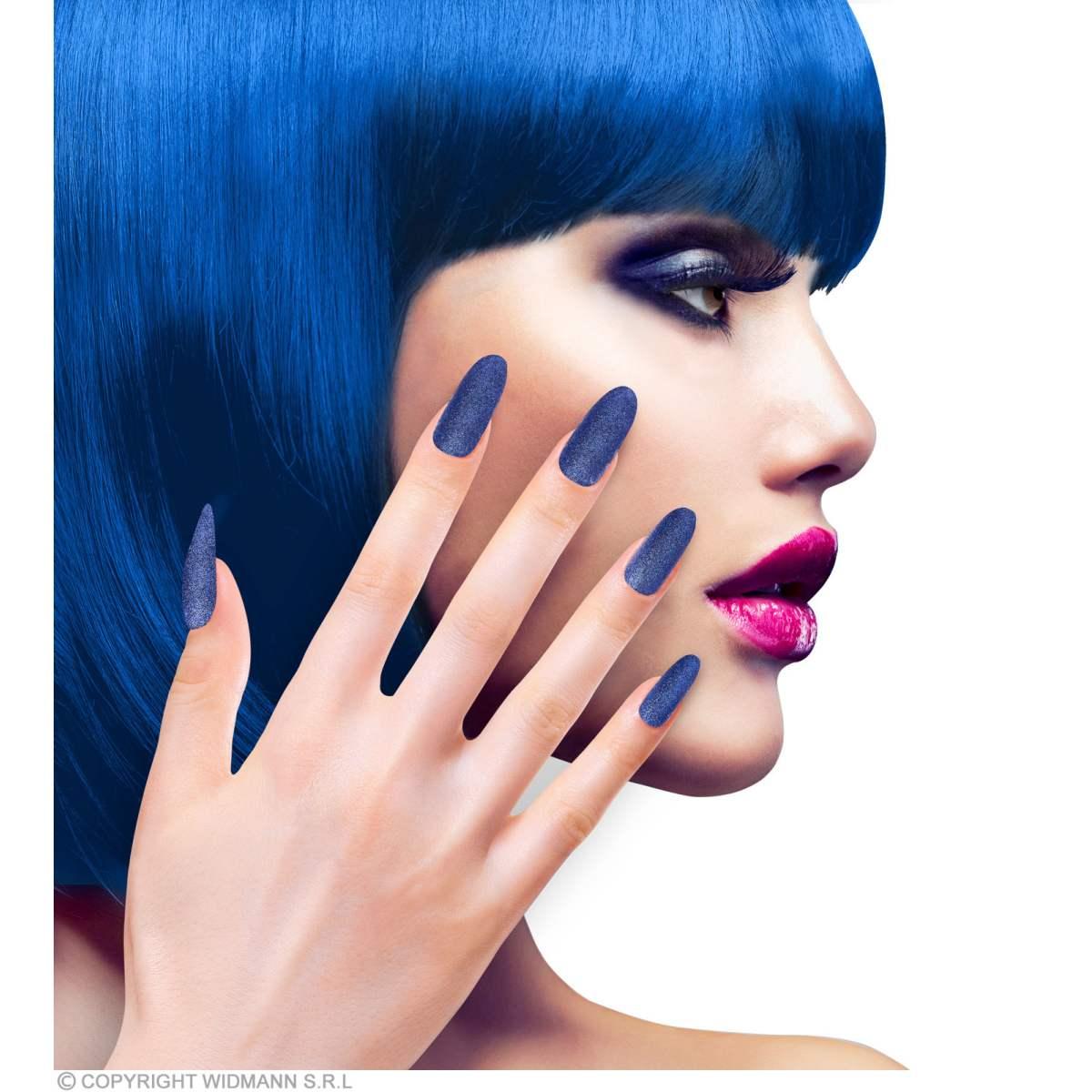 Unghie Adesive Blu Glitter Set pz.12 |Widmann