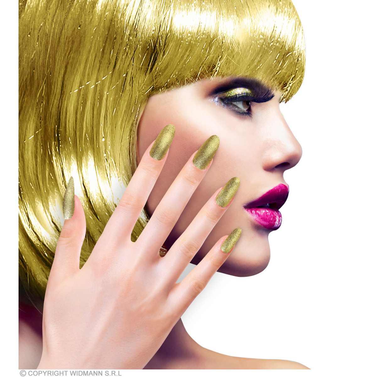 Unghie Adesive Oro Glitter Set pz.12 |Widmann