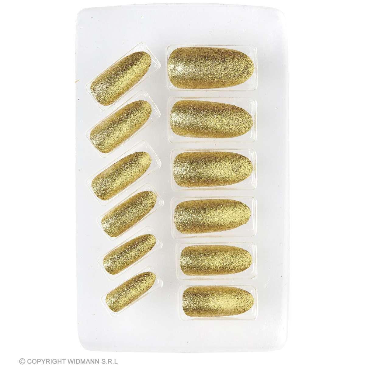 Unghie Adesive Oro Glitter Set pz.12 |Widmann