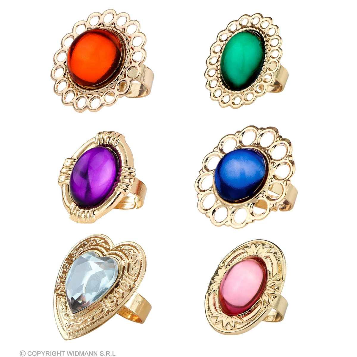 Anello Metallo Oro Con Gemme Colorate 6 Modelli Assortiti |Widmann