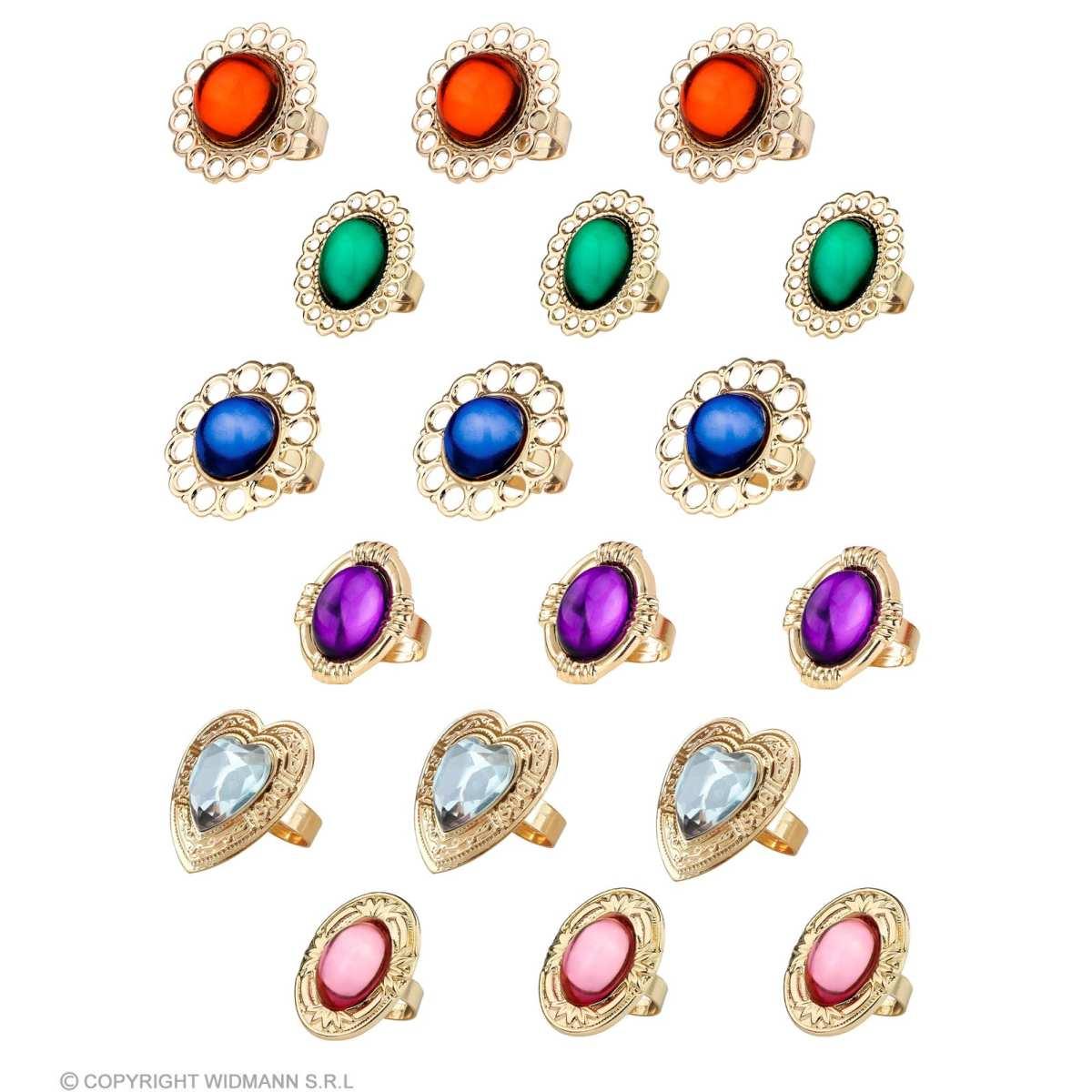 Anello Metallo Oro Con Gemme Colorate 6 Modelli Assortiti |Widmann