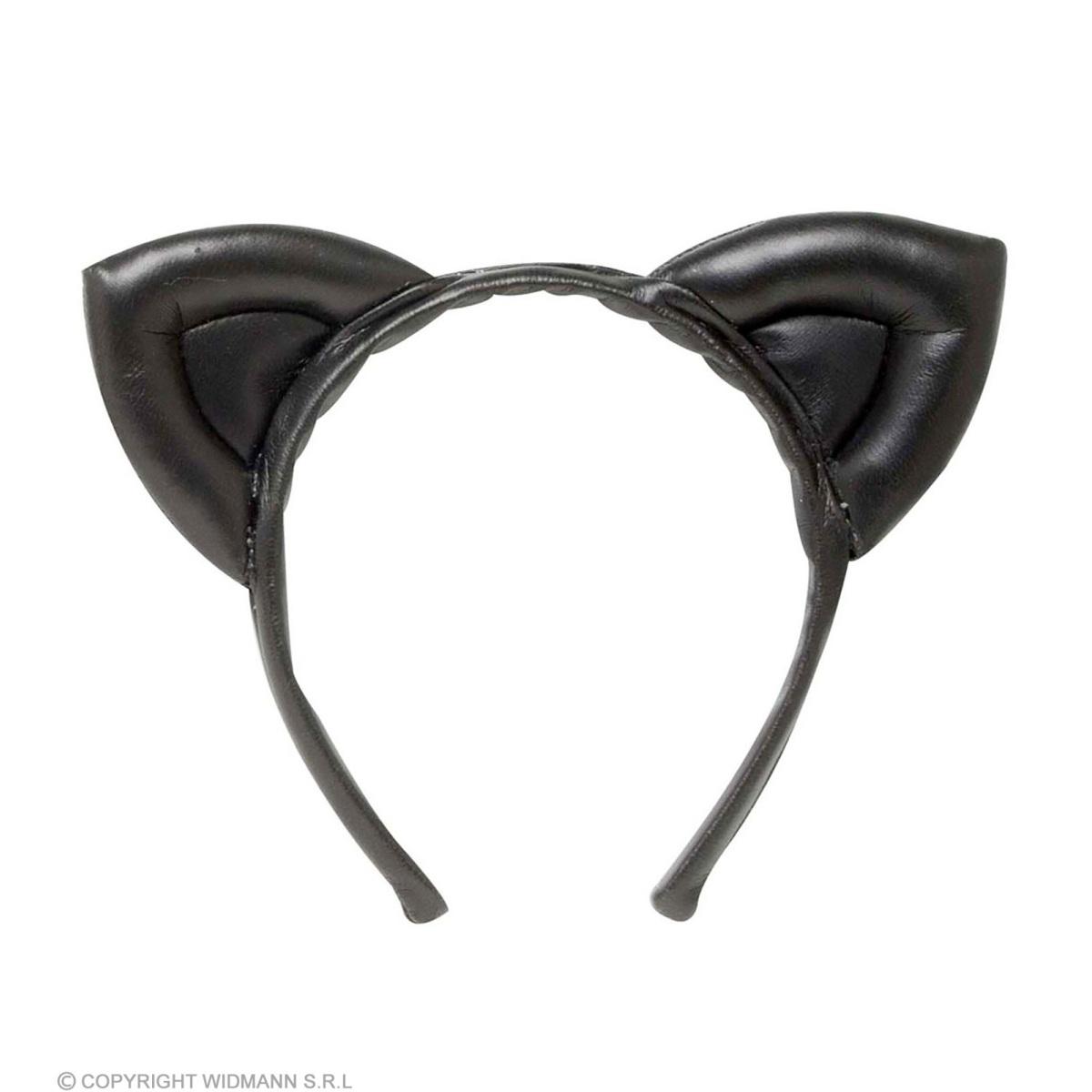 Cerchietto Gatta Nero Con Orecchie Similpelle |Widmann