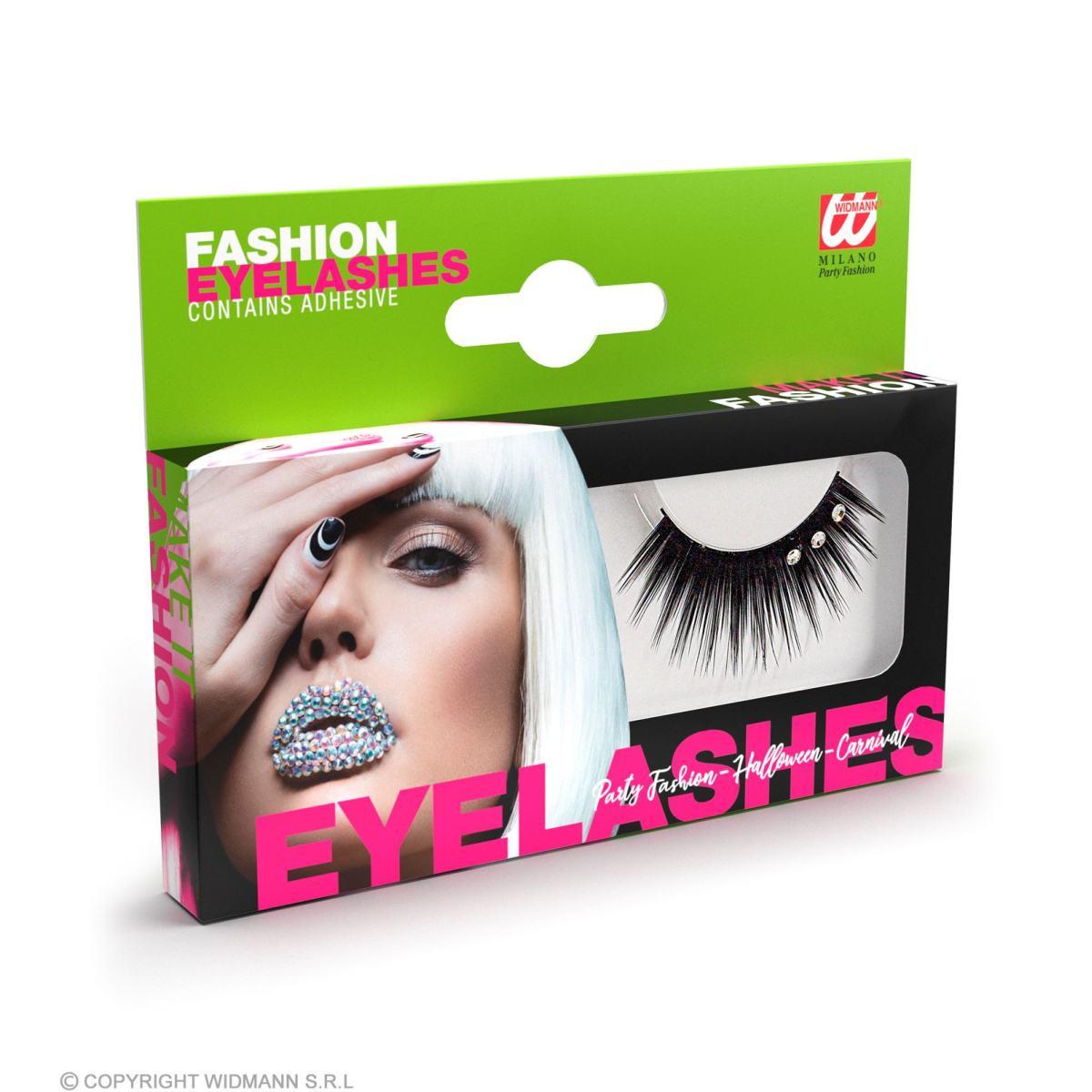 Trucco Ciglia Nere Con Strass E Colla |Widmann