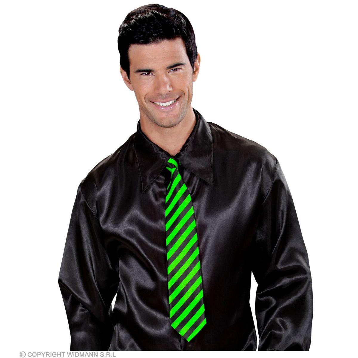 Cravatta Righe Verde Fluo E Nero |Widmann
