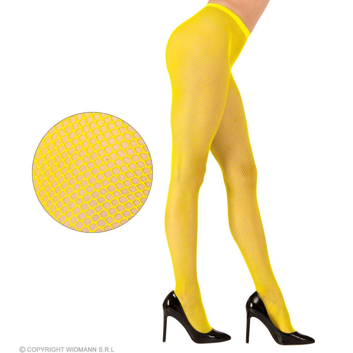 Collant Giallo Fluo A Rete Piccola |Widmann