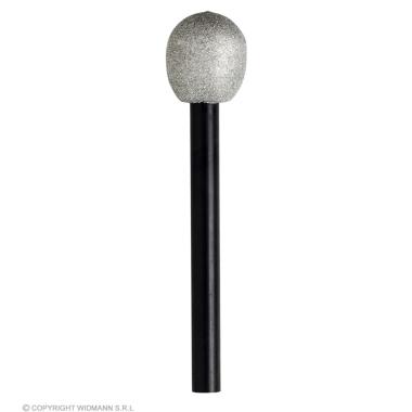 Microfono pvc argento glitter 26 cm