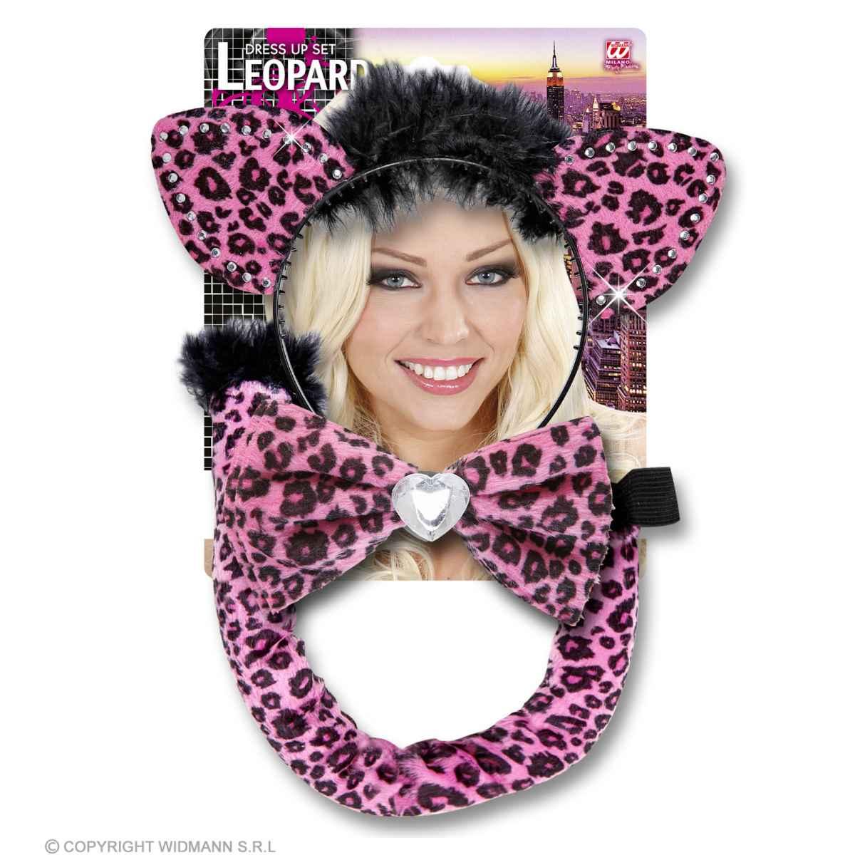Leopardo Rosa Con Cerchietto Fiocco E Coda |Widmann