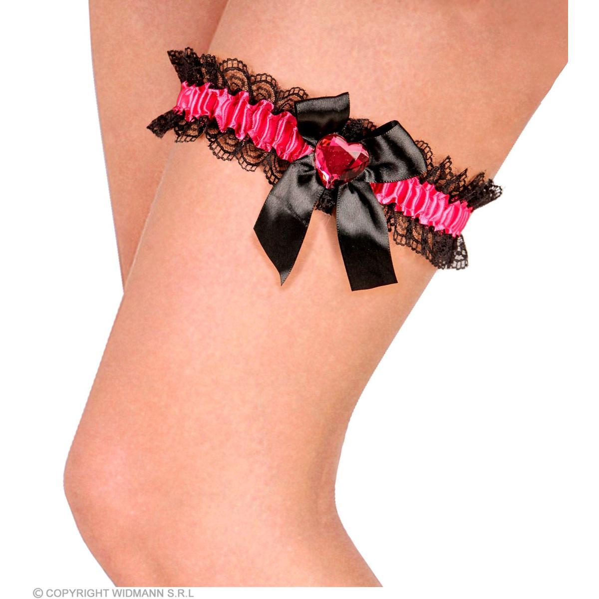 Giarrettiera Nera Con Cuore Rosa |Widmann