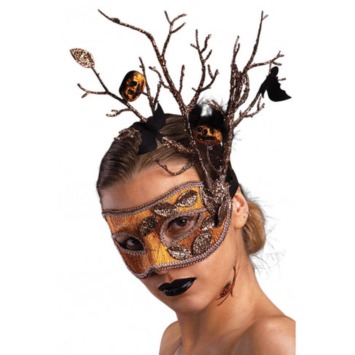Maschera Viso Arancione Con Zucche E Pipistrelli |Carnival Toys