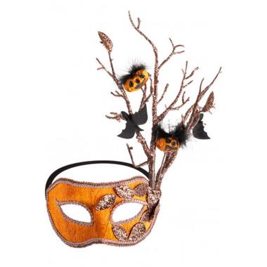 Maschera Viso Arancione Con Zucche E Pipistrelli |Carnival Toys