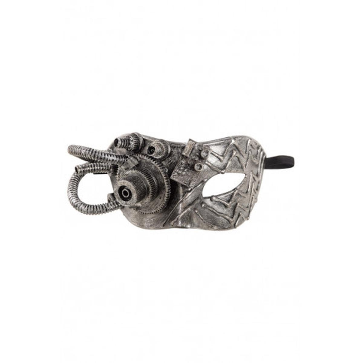 Maschera Viso Pvc Steampunk Argento Con Ingranaggi |Carnival Toys