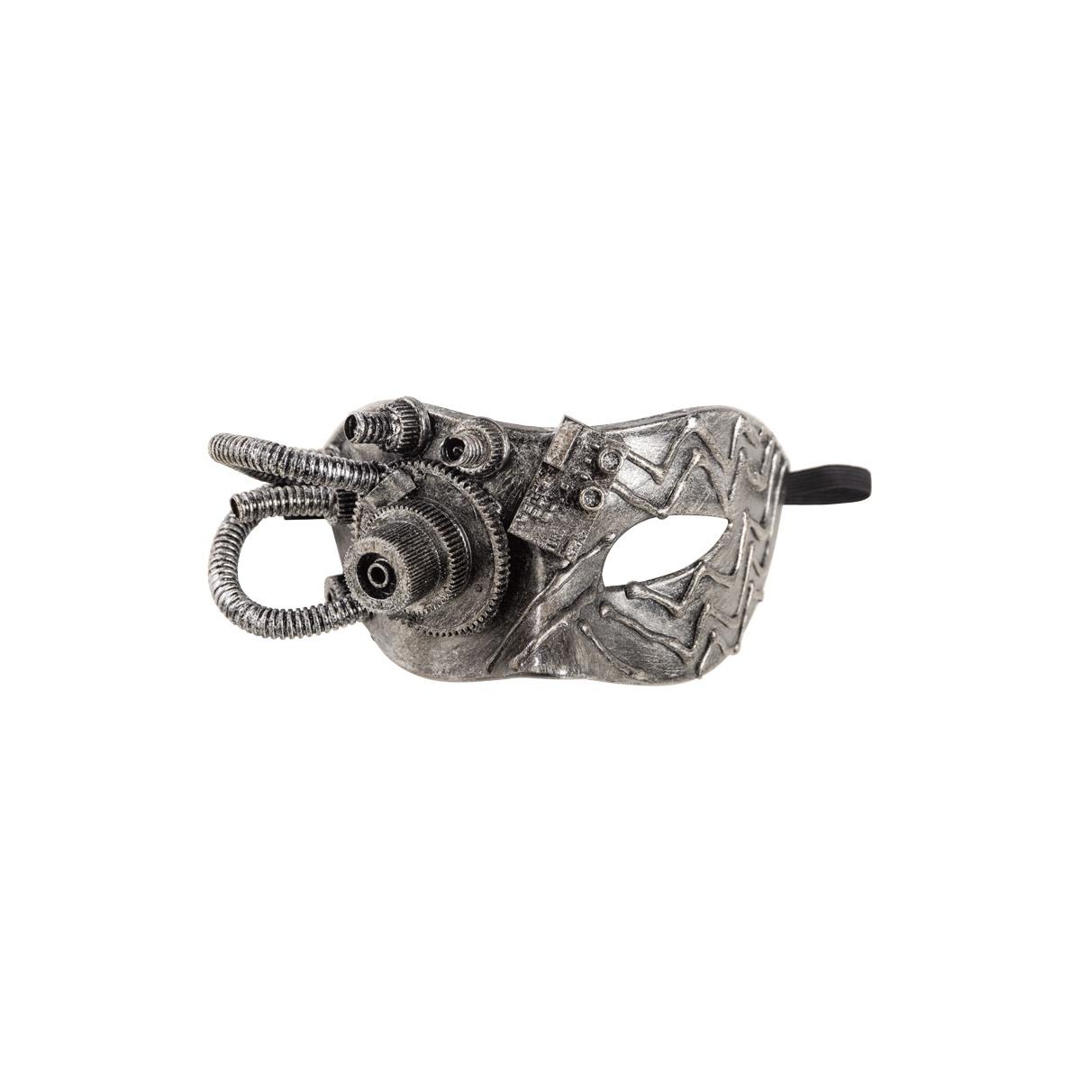 Maschera Viso Pvc Steampunk Argento Con Ingranaggi |Carnival Toys
