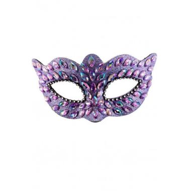 Maschera Viso Pvc Lilla Con Gemme E Strass |Carnival Toys