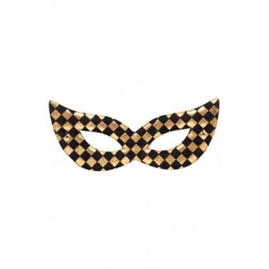 Maschera Viso Tessuto Scacchi Oro E Nera |Carnival Toys