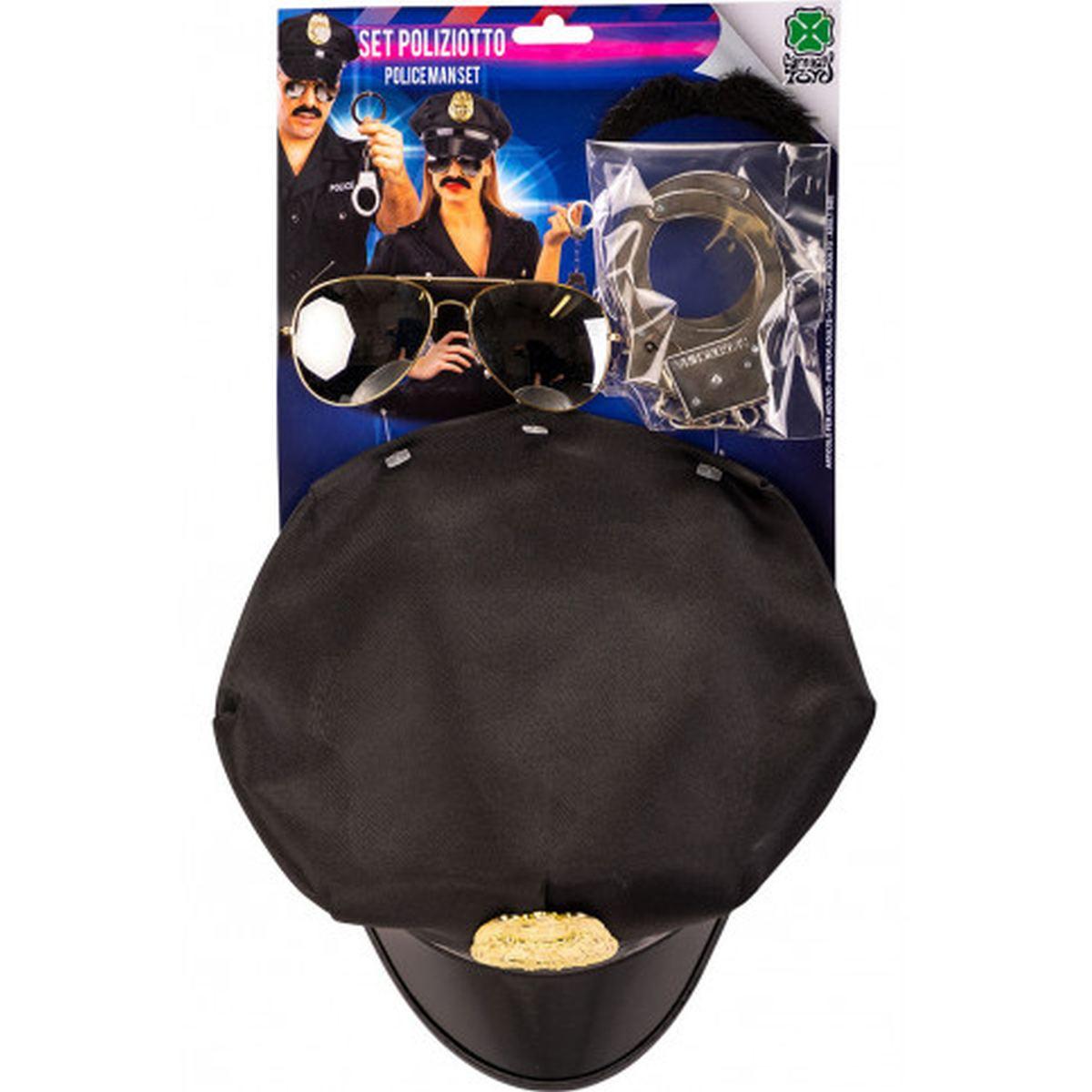 Costume poliziotto cappello manette baffi occhiali 181