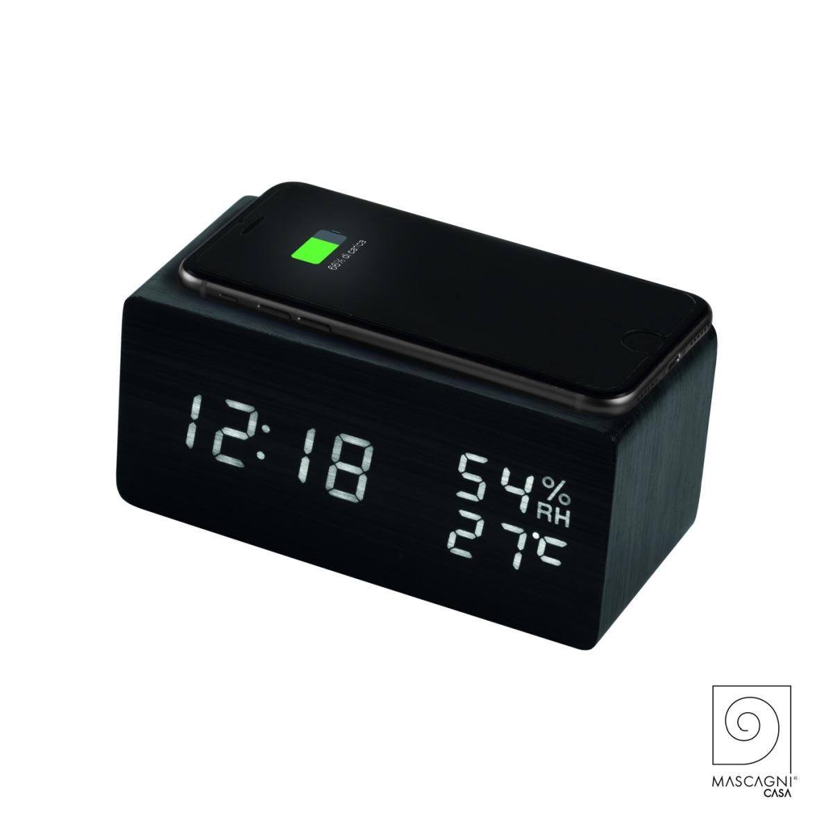 Sveglia Wireless Nera con Cavetto USB cm.17x7x7 | Mascagni