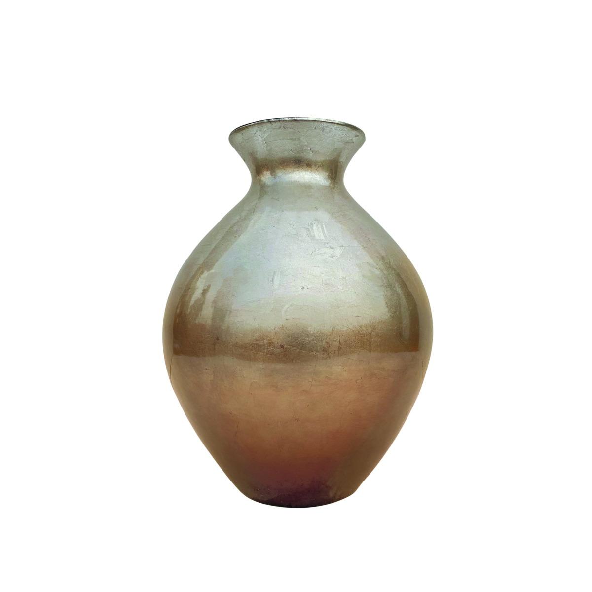 Vaso Ceramica Giara Argento Bronzo cm.Ø26x42 | Ambienti Glamour