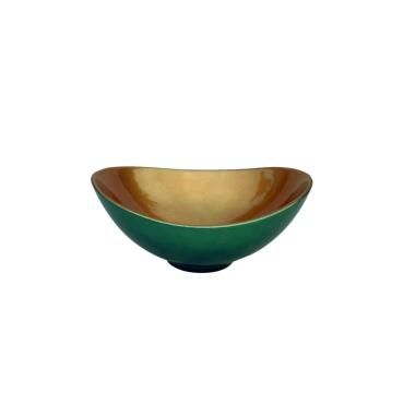 Centrotavola Ceramica Verde Oro cm.27x9 | Ambienti Glamour