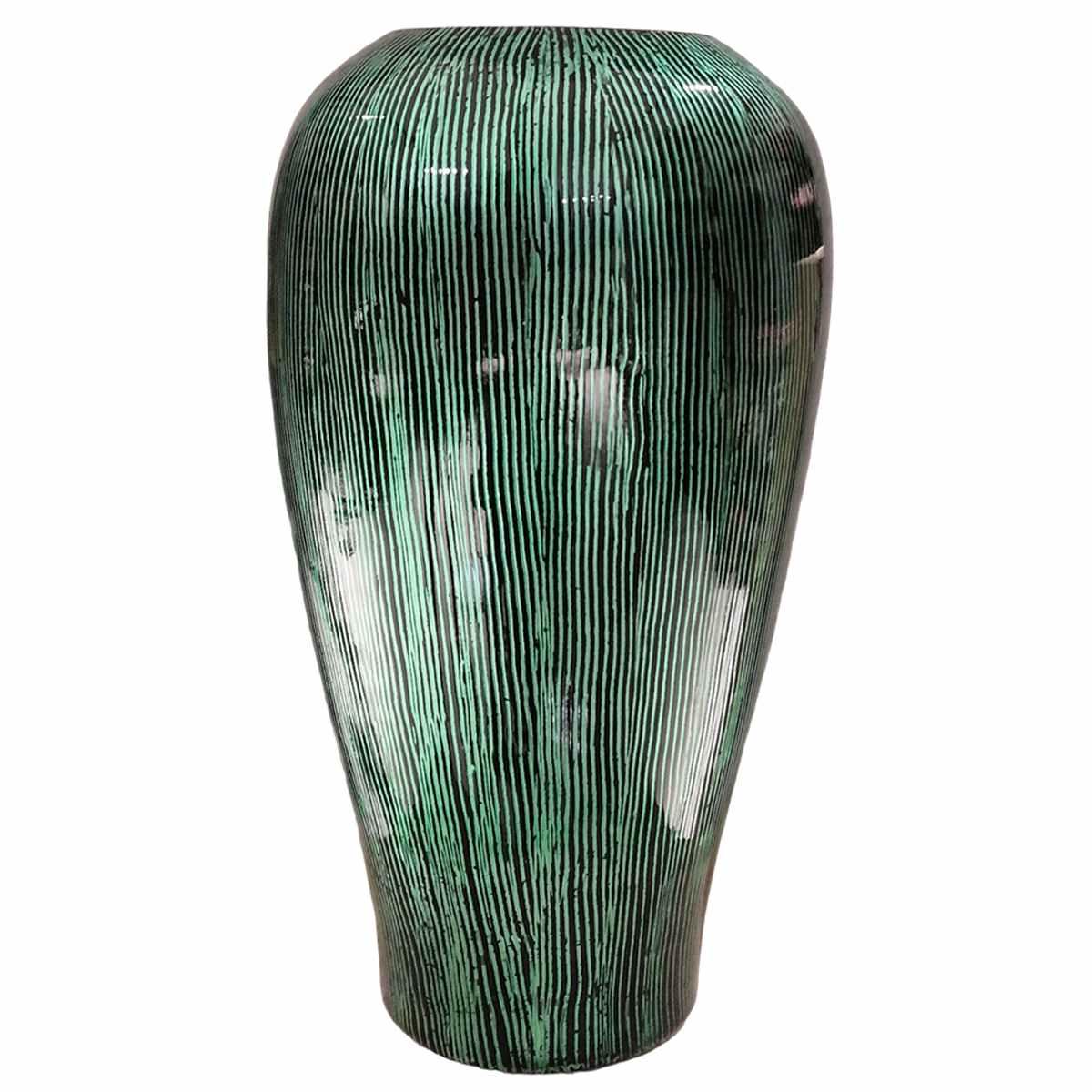 Vaso Ceramica Sumatra Verde Rigato cm.Ø18x40 | Ambienti Glamour