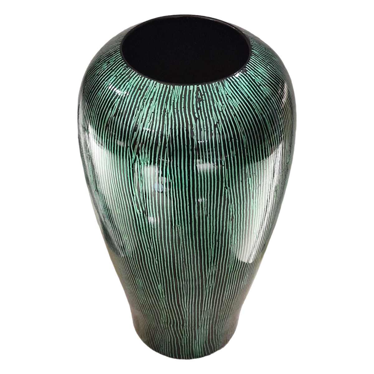 Vaso Ceramica Sumatra Verde Rigato cm.Ø18x40 | Ambienti Glamour