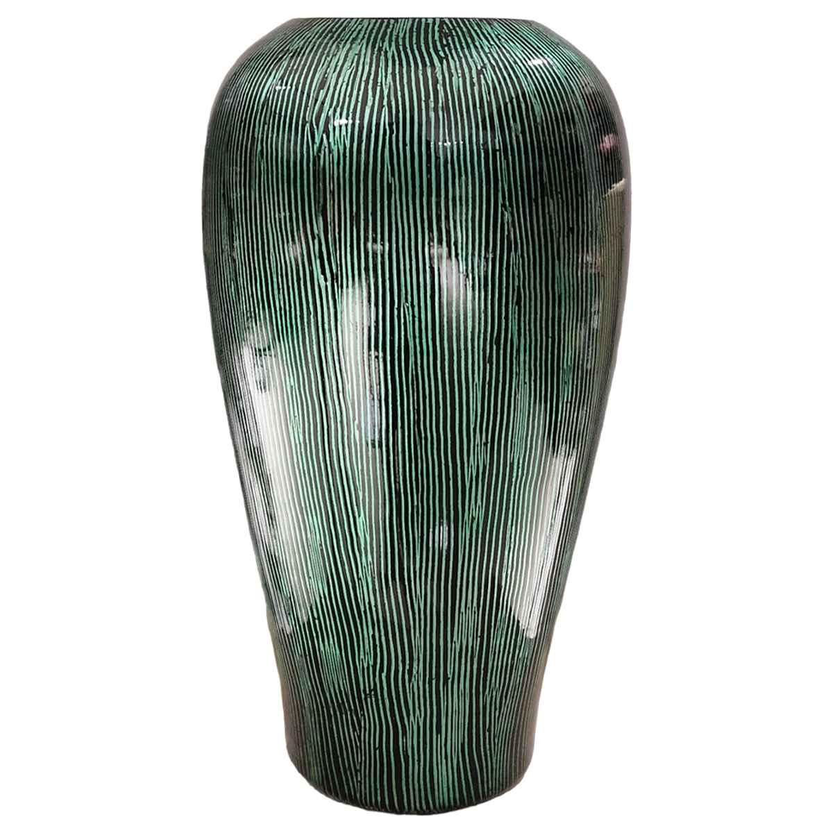 Vaso Ceramica Sumatra Verde Rigato cm.Ø18x40 | Ambienti Glamour