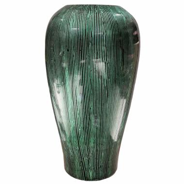 Vaso Ceramica Sumatra Verde Rigato cm.Ø18x40 | Ambienti Glamour