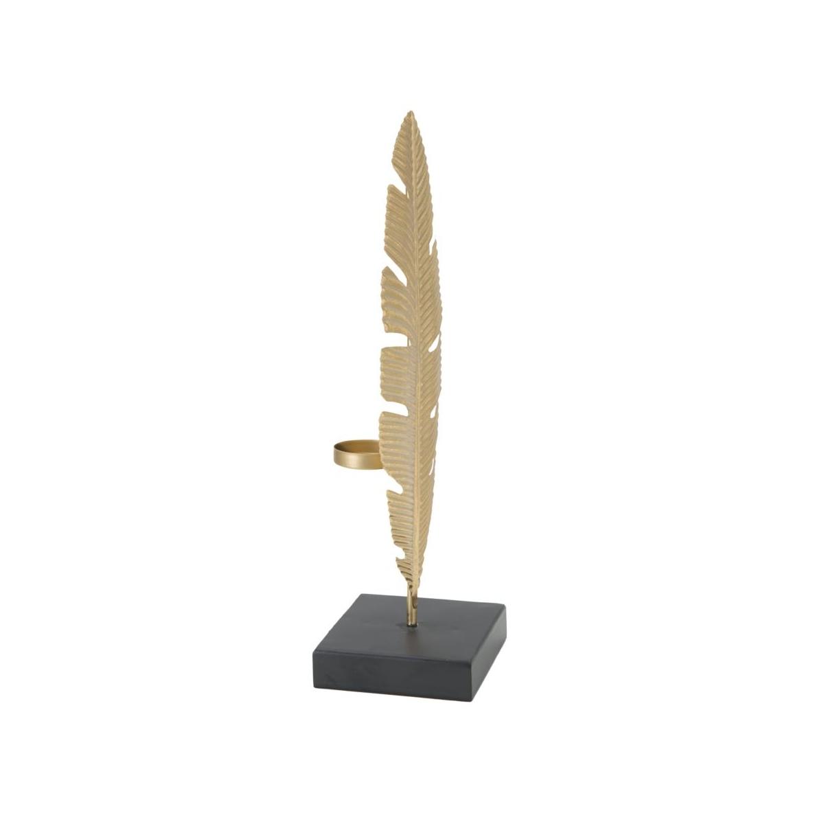 Scultura Foglia Con Portacandela Glam cm.10x10x34
