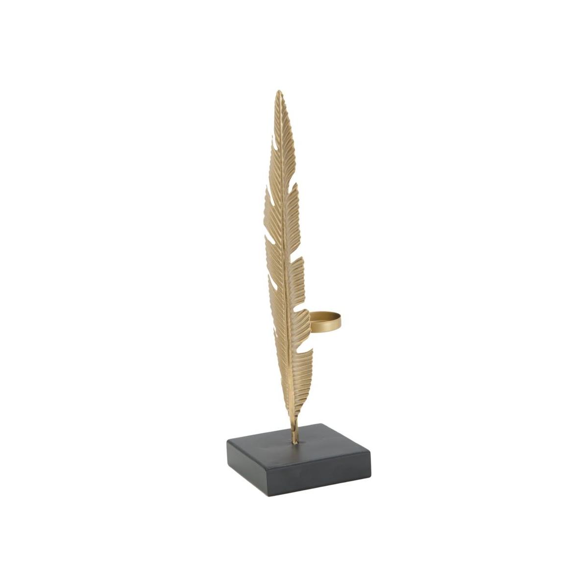 Scultura Foglia Con Portacandela Glam cm.10x10x34