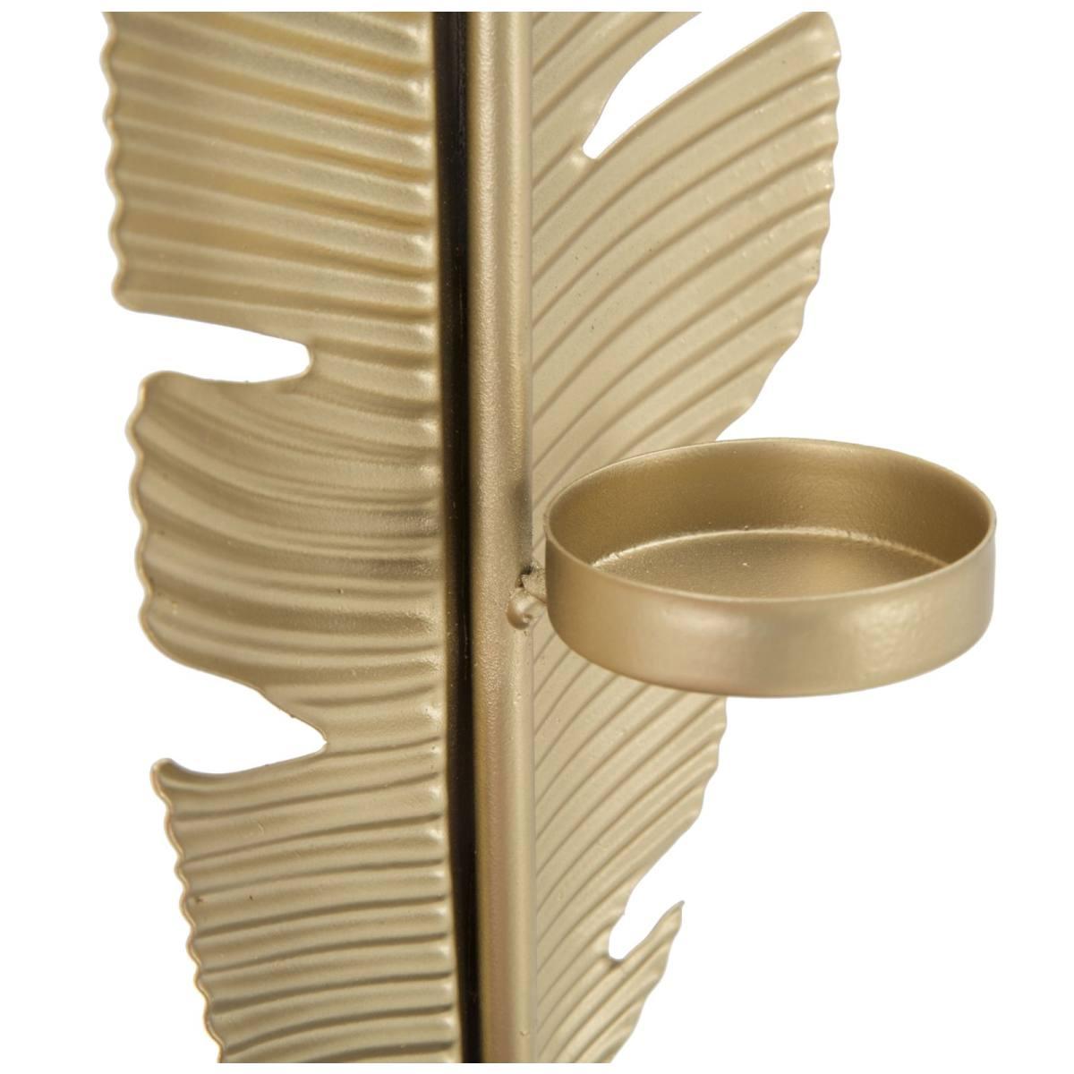 Scultura Foglia Con Portacandela Glam cm.10x10x34