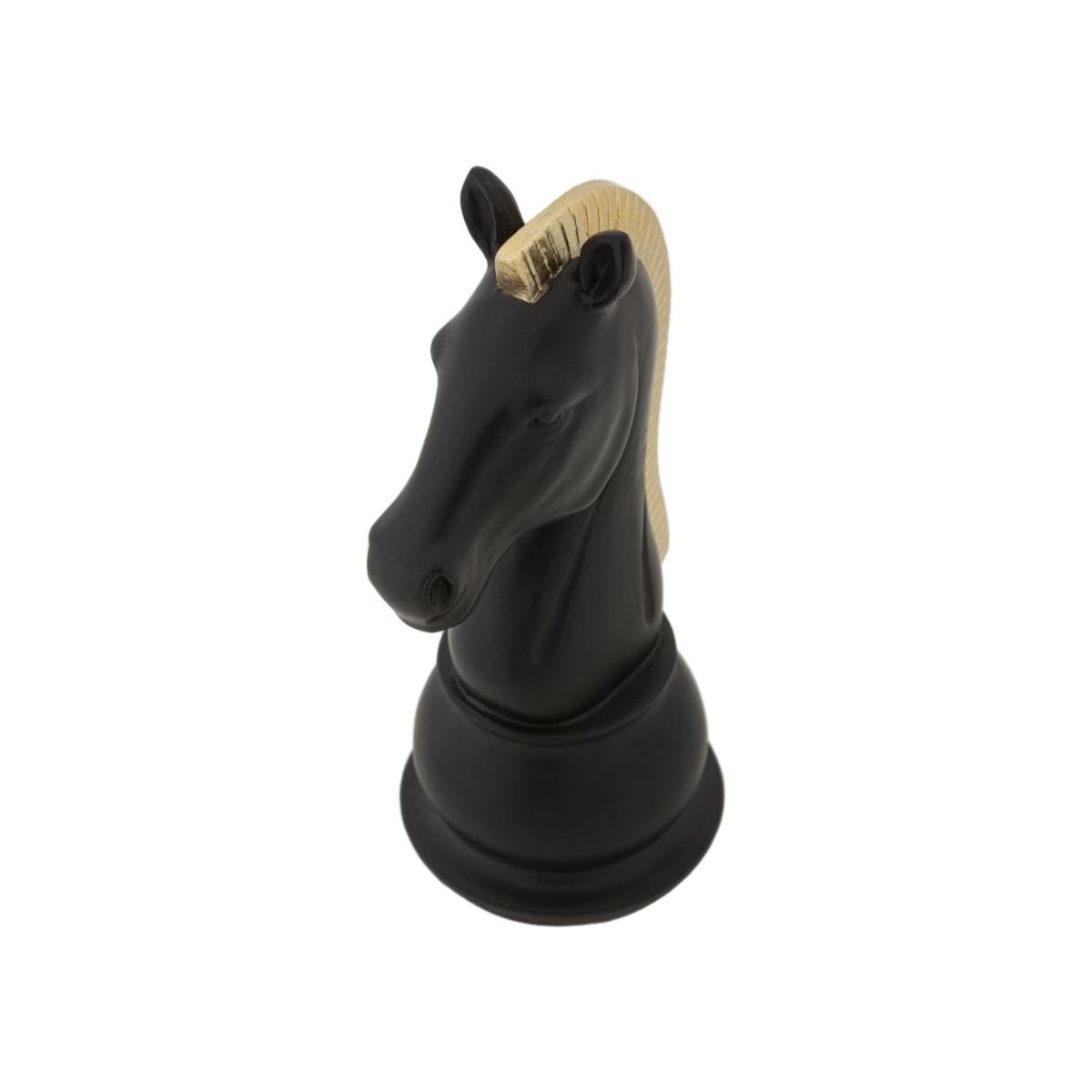 Scacchi Cavallo Nero Oro Cm 10,5x8,5x19 061